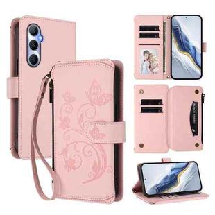 For Realme C65 4G Global Butterfly Love Flower Multi-card Zipper Wallet Leather Phone Case(Pink)