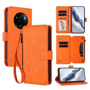 For Realme Narzo 80 Pro  Butterfly Love Flower Multi-card Zipper Wallet Leather Phone Case(Orange)