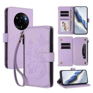 For Realme Narzo 80 Pro  Butterfly Love Flower Multi-card Zipper Wallet Leather Phone Case(Light Purple)