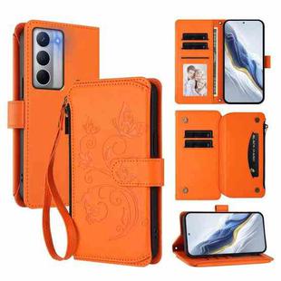For Realme Narzo 80x Butterfly Love Flower Multi-card Zipper Wallet Leather Phone Case(Orange)