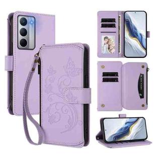 For Realme Narzo 80x Butterfly Love Flower Multi-card Zipper Wallet Leather Phone Case(Light Purple)