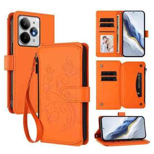 For Realme Neo7 Turbo Butterfly Love Flower Multi-card Zipper Wallet Leather Phone Case(Orange)