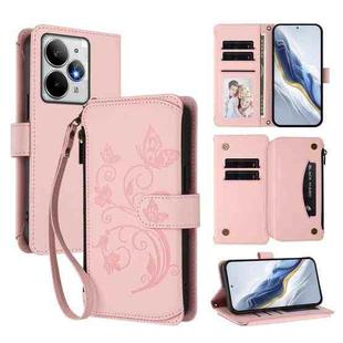 For Realme Neo7 Turbo Butterfly Love Flower Multi-card Zipper Wallet Leather Phone Case(Pink)