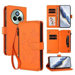 For Realme P3 Pro 5G Global Butterfly Love Flower Multi-card Zipper Wallet Leather Phone Case(Orange)