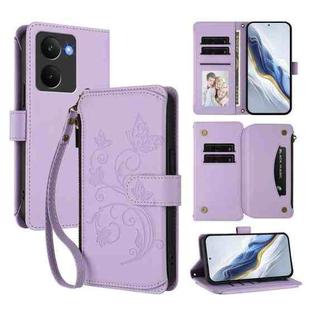 For Realme P3 Ultra 5G Global Butterfly Love Flower Multi-card Zipper Wallet Leather Phone Case(Light Purple)