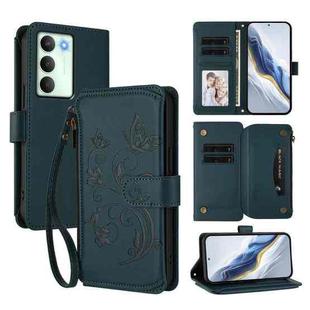 For Realme V70 5G / 14x Global / C75 5G Butterfly Love Flower Multi-card Zipper Wallet Leather Phone Case(Dark Green)
