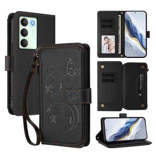For Realme V70 5G / 14x Global / C75 5G Butterfly Love Flower Multi-card Zipper Wallet Leather Phone Case(Black)