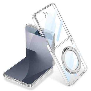 For Samsung Galaxy Z Flip7 5G GKK Integrated Electroplating Full Coverage Phone Case with Magnetic Rotating Bracket(Transparent)