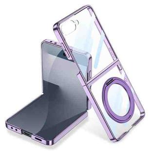 For Samsung Galaxy Z Flip7 5G GKK Integrated Electroplating Full Coverage Phone Case with Magnetic Rotating Bracket(Purple)