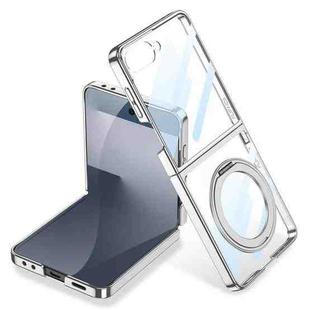 For Samsung Galaxy Z Flip7 5G GKK Integrated Electroplating Full Coverage Phone Case with Magnetic Rotating Bracket(Silver)