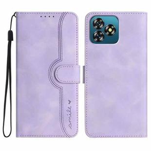 For Oukitel C53 Heart Pattern Skin Feel Leather Phone Case(Purple)