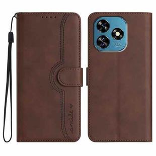 For Oukitel C51 Heart Pattern Skin Feel Leather Phone Case(Brown)