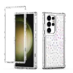 For Samsung Galaxy S24 Ultra 5G Transparent Acrylic Laser Paper Phone Case(Love Heart)