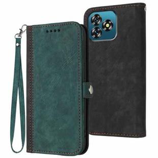For Oukitel C53 Side Buckle Double Fold Hand Strap Leather Phone Case(Dark Green)