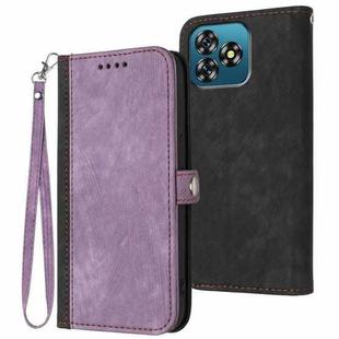 For Oukitel C53 Side Buckle Double Fold Hand Strap Leather Phone Case(Purple)