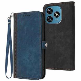 For Oukitel C51 Side Buckle Double Fold Hand Strap Leather Phone Case(Royal Blue)