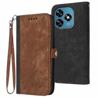 For Oukitel C51 Side Buckle Double Fold Hand Strap Leather Phone Case(Brown)