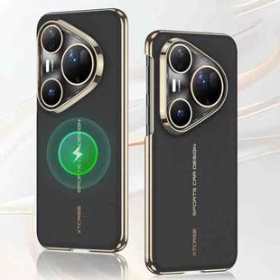 For Huawei Pura 80 Ultra 5G GKK Electroplated Plain Leather Magnetic Phone Case(Black)