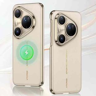 For Huawei Pura 80 Ultra 5G GKK Electroplated Plain Leather Magnetic Phone Case(Gold)
