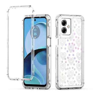 For Motorola Moto G14 Transparent Acrylic Laser Paper Phone Case(Love Heart)