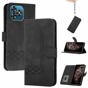 For Oukitel C53 Cubic Skin Feel Flip Leather Phone Case(Black)