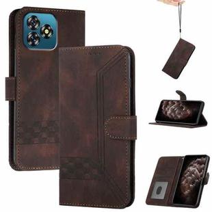 For Oukitel C53 Cubic Skin Feel Flip Leather Phone Case(Brown)