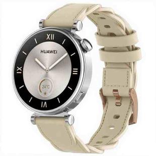 18mm Rose Gold Buckle Twist Leather Watch Band(Apricot)