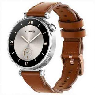 18mm Rose Gold Buckle Twist Leather Watch Band(Brown)