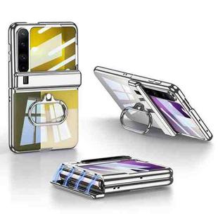 For Huawei Pura X GKK Folding Magnetic Hinge Phantom Phone Case with Oval Ring(Silver)