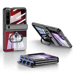 For Huawei Pura X GKK Folding Magnetic Hinge Phantom Phone Case with Oval Ring(Black)