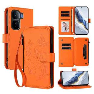 For vivo iQOO Neo 10+ Butterfly Love Flower Multi-card Zipper Wallet Leather Phone Case(Orange)