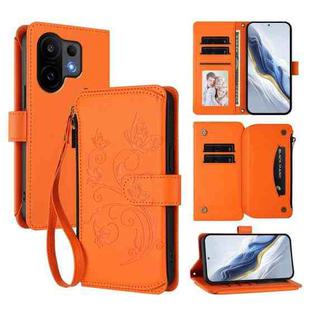 For vivo S30 Butterfly Love Flower Multi-card Zipper Wallet Leather Phone Case(Orange)