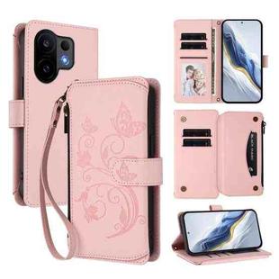 For vivo S30 Butterfly Love Flower Multi-card Zipper Wallet Leather Phone Case(Pink)