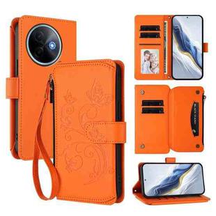 For vivo Y39 5G Global / Y300i 5G Butterfly Love Flower Multi-card Zipper Wallet Leather Phone Case(Orange)