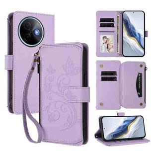 For vivo Y39 5G Global / Y300i 5G Butterfly Love Flower Multi-card Zipper Wallet Leather Phone Case(Light Purple)