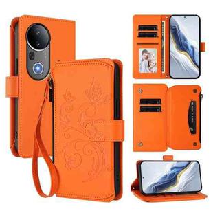 For vivo S20 Pro 5G Butterfly Love Flower Multi-card Zipper Wallet Leather Phone Case(Orange)