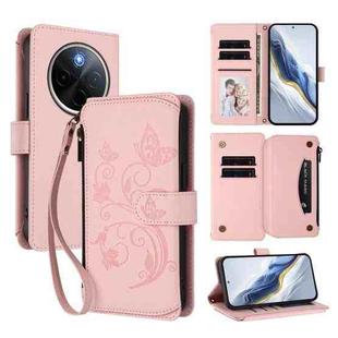 For vivo Y300 Pro+ 5G / iQOO Z10 5G Butterfly Love Flower Multi-card Zipper Wallet Leather Phone Case(Pink)