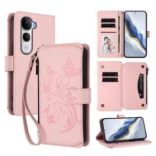 For vivo Y400 Pro 5G Butterfly Love Flower Multi-card Zipper Wallet Leather Phone Case(Pink)
