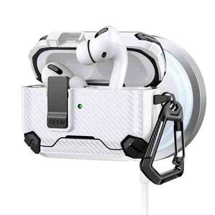 For AirPods Pro Two Color MagSafe Magnetic Holder Carbon Fiber Pattern Earphone Case(Black White)