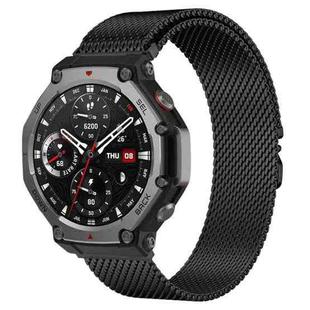 For Amazfit T-Rex 3 xDfind Milanese Parachute Buckle Stainless Steel Watch Band(Black)