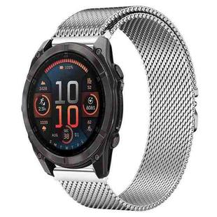 For Garmin Fenix 8/7X/6X/5X 26mm xDfind Milanese Parachute Buckle Stainless Steel Watch Band(Silver)