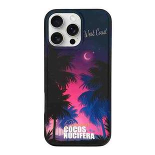 For iPhone 16 Coconut Tree Double-sided lamination TPU Phone Case(Dark Purple)