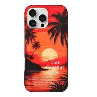 For iPhone 16 Coconut Tree Double-sided lamination TPU Phone Case(Sunset Orange)