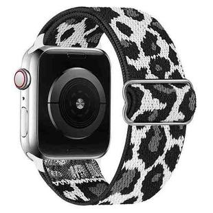 For Apple Watch 42 / 44 / 45 / 46 / 49mm xDfind Adjustable Slide Buckle Elastic Nylon Watch Band(Grey White Leopard)