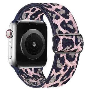 For Apple Watch 42 / 44 / 45 / 46 / 49mm xDfind Adjustable Slide Buckle Elastic Nylon Watch Band(Blue Leopard)