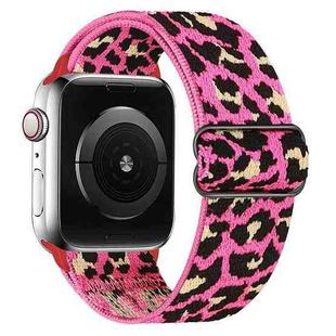For Apple Watch 38 / 40 / 41 / S10 42mm xDfind Adjustable Slide Buckle Elastic Nylon Watch Band(Rose Red Leopard)