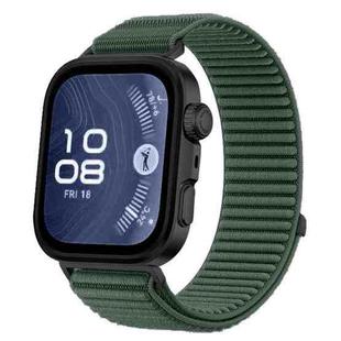 For Huawei Watch Fit4 / Fit4 Pro / Fit3 xDfind Woven Nylon Hook And Loop Fastener Watch Band(Spruce Green)