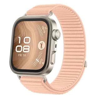 For Huawei Watch Fit4 / Fit4 Pro / Fit3 xDfind Woven Nylon Hook And Loop Fastener Watch Band(Milkshake Pink)