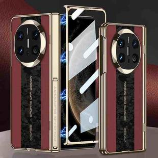 For Huawei Mate X6 GKK Integrated Cloud Pattern Plain Leather Contrast Color Stitching Folding Phone Case(Red)