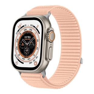 For Apple Watch 42 / 44 / 45 / 46 / 49mm xDfind Woven Nylon Hook And Loop Fastener Watch Band(Milkshake Pink)